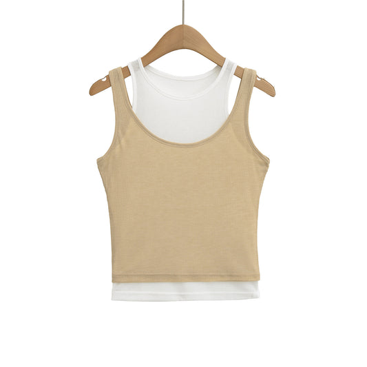 Round neck layered sports vest