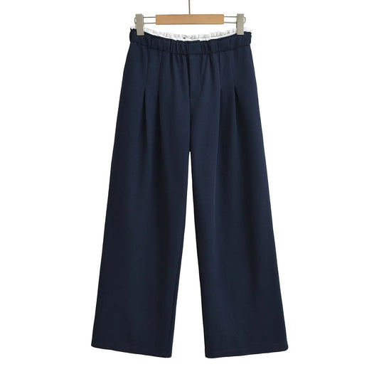 Splicing white border sports wide leg pants