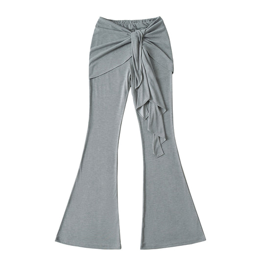 Double layered flip waist sports pants