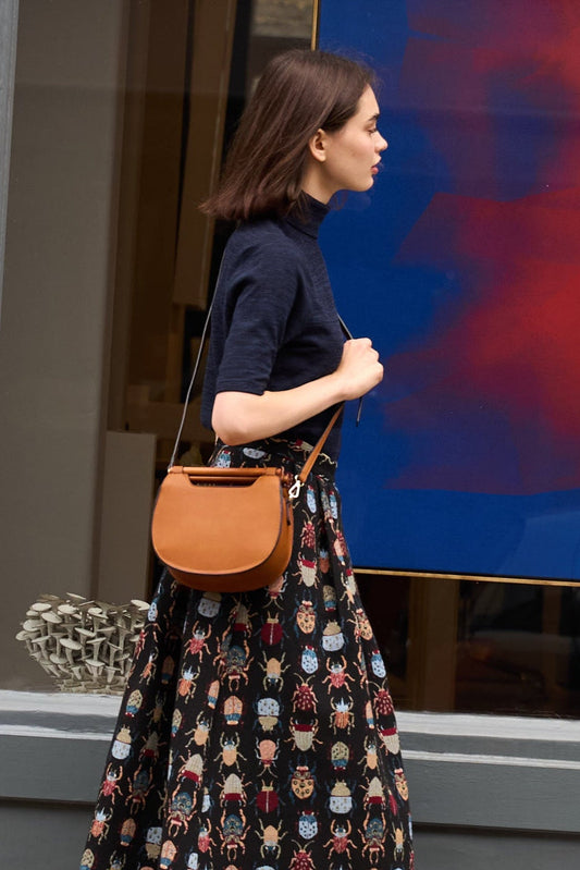 Louche Jones Wooden Handle Saddle Crossbody Tan